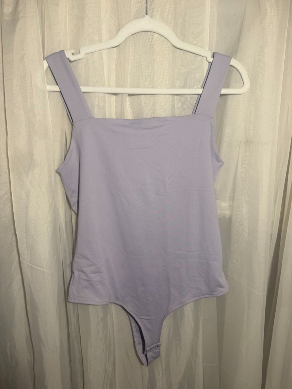 REORIA Lavender Square Neck Wide Strap Bodysuit XL NWT